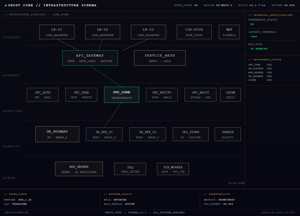 GHOST CORE — схема облачной инфраструктуры